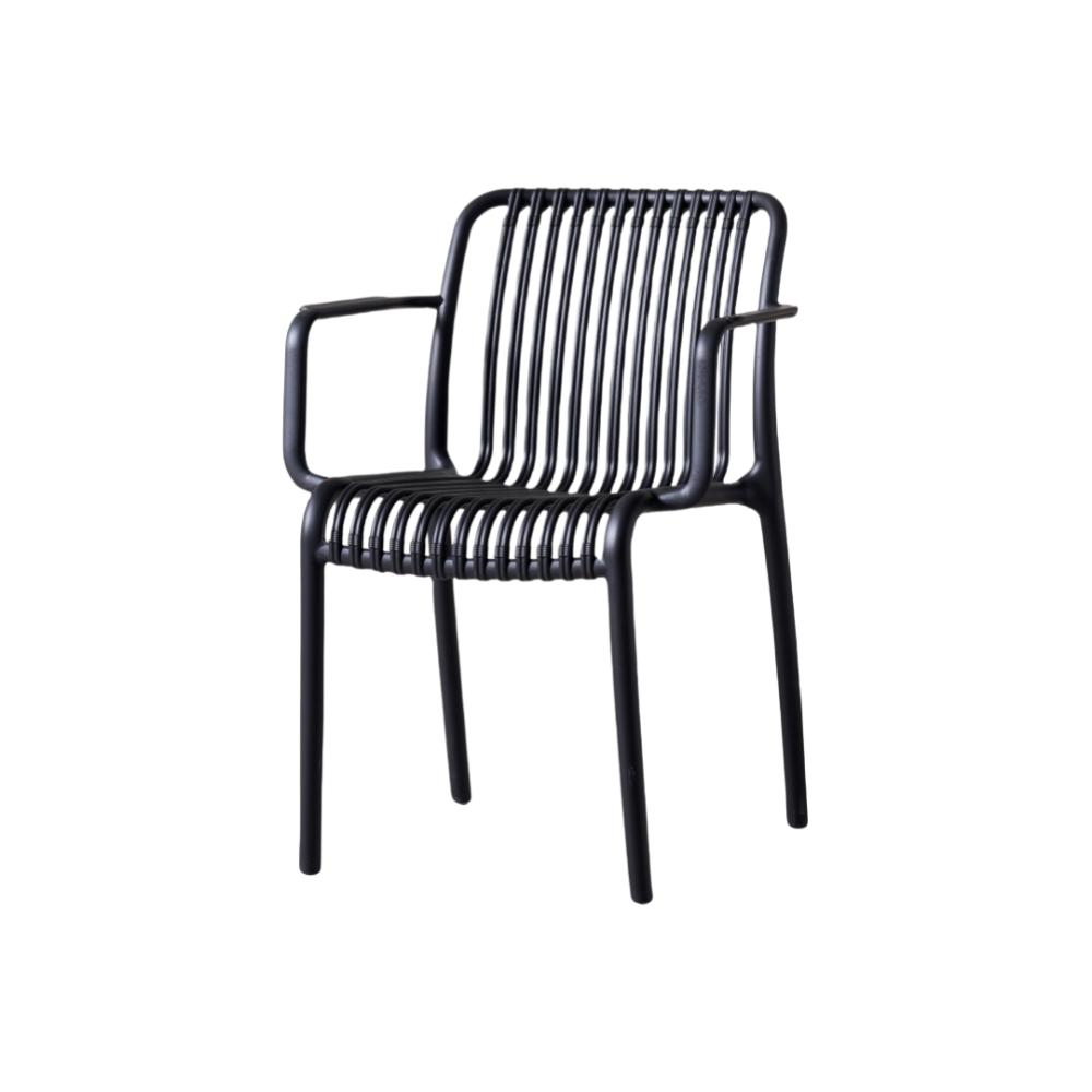 Silla Terra con Brazos, Color Negro, con Espaldar