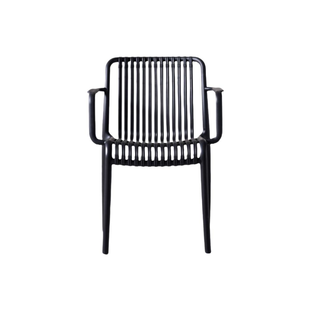 Silla Terra con Brazos, Color Negro, con Espaldar