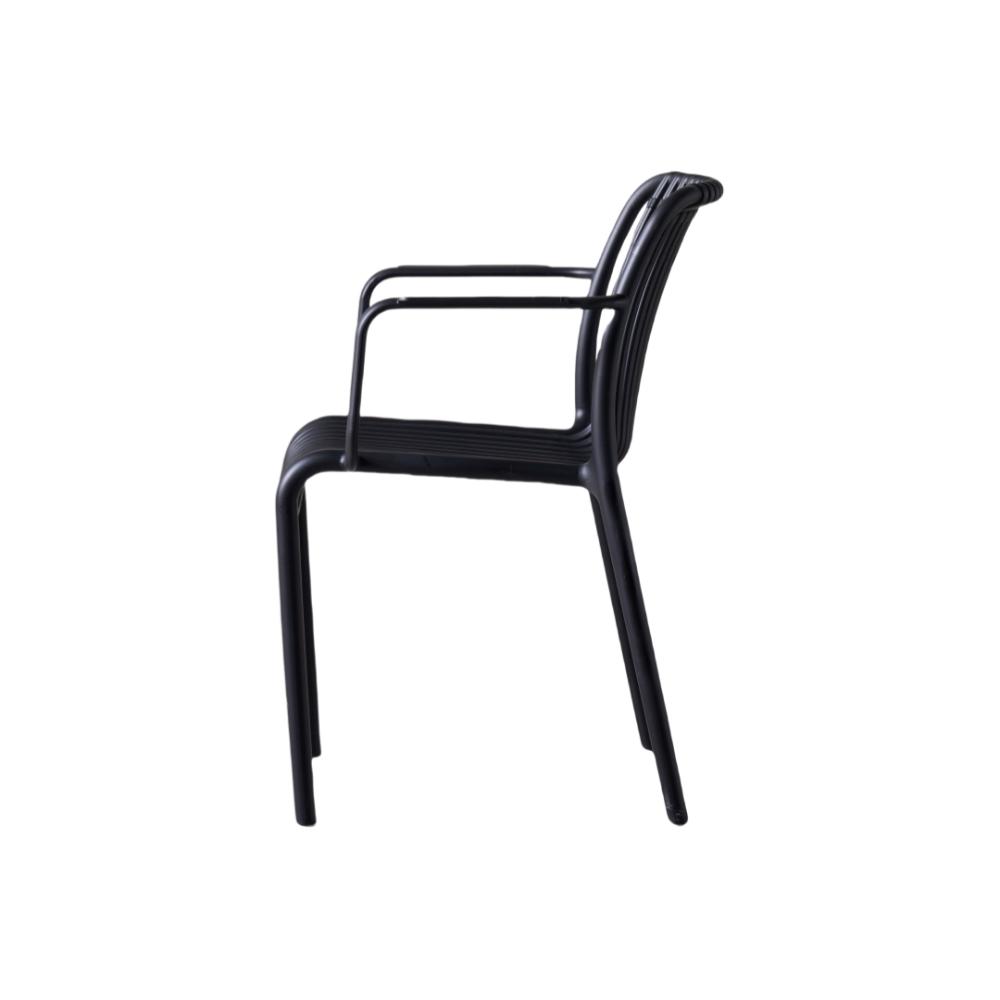 Silla Terra con Brazos, Color Negro, con Espaldar