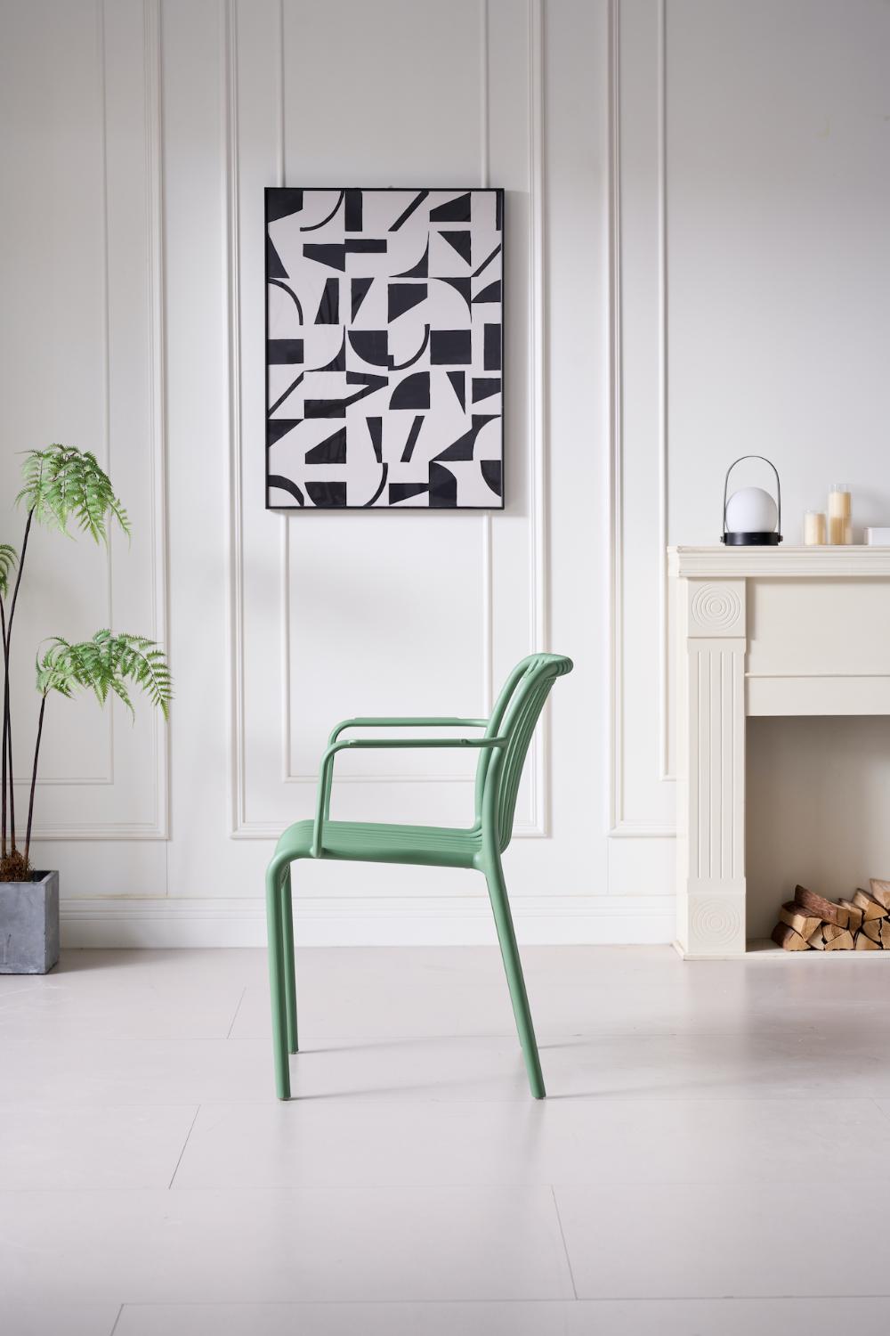 Silla Terra con Brazos, Color Verde Olivo, con Espaldar