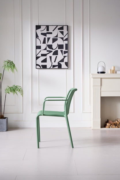 Silla Terra con Brazos, Color Verde Olivo, con Espaldar