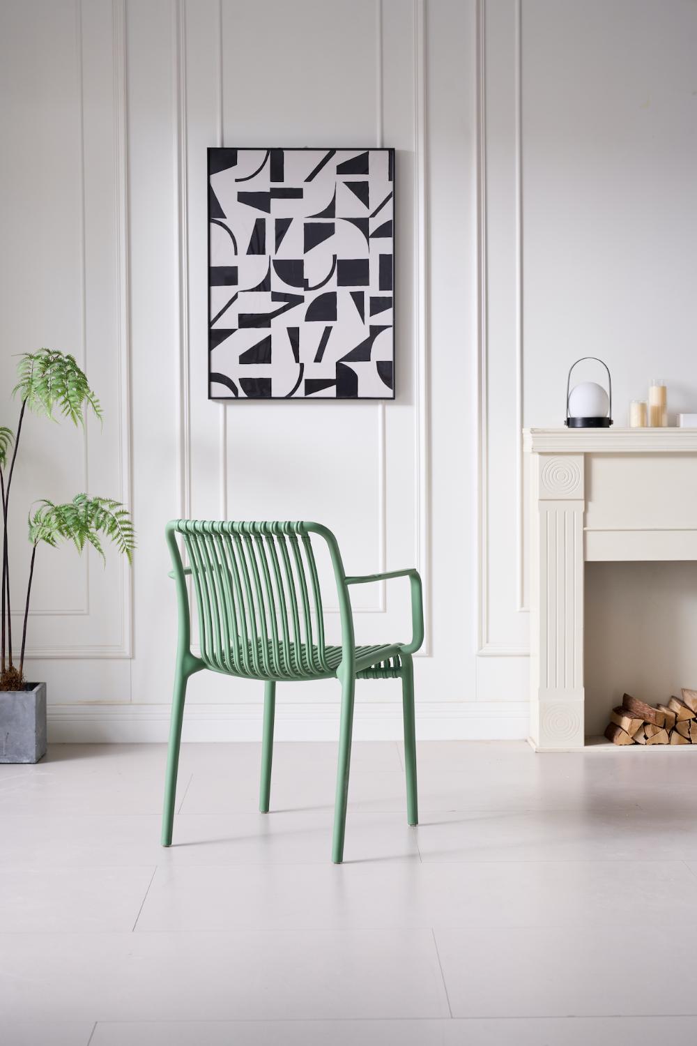 Silla Terra con Brazos, Color Verde Olivo, con Espaldar