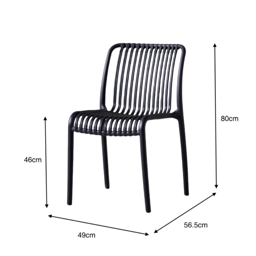 Silla Terra, Color Negro, con Espaldar, vista frontal
