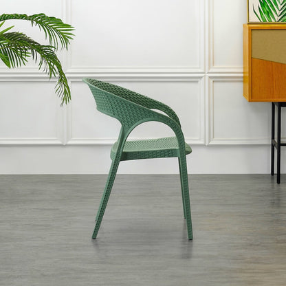 Set de 4 Sillas Axel, Verde Olivo, con Espaldar, Reposa Brazos y con Textura Trenzada