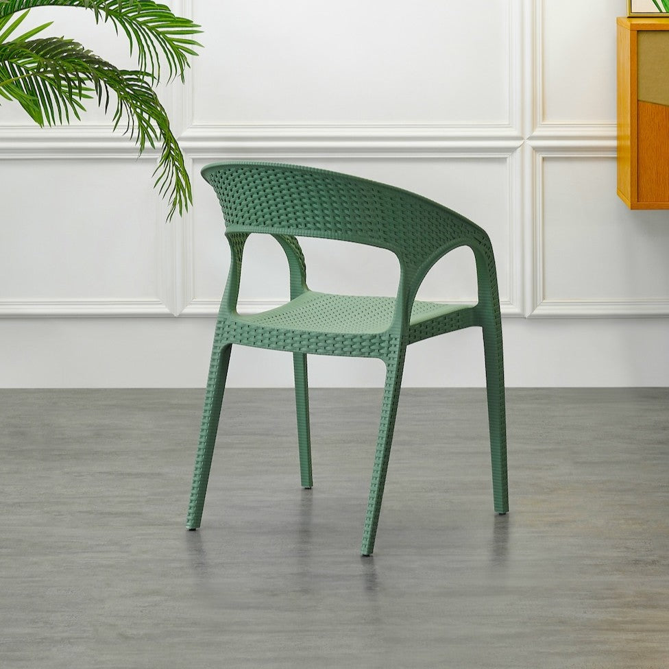 Set de 2 Sillas Axel, Verde Olivo, con Espaldar, Reposa Brazos y con Textura Trenzada