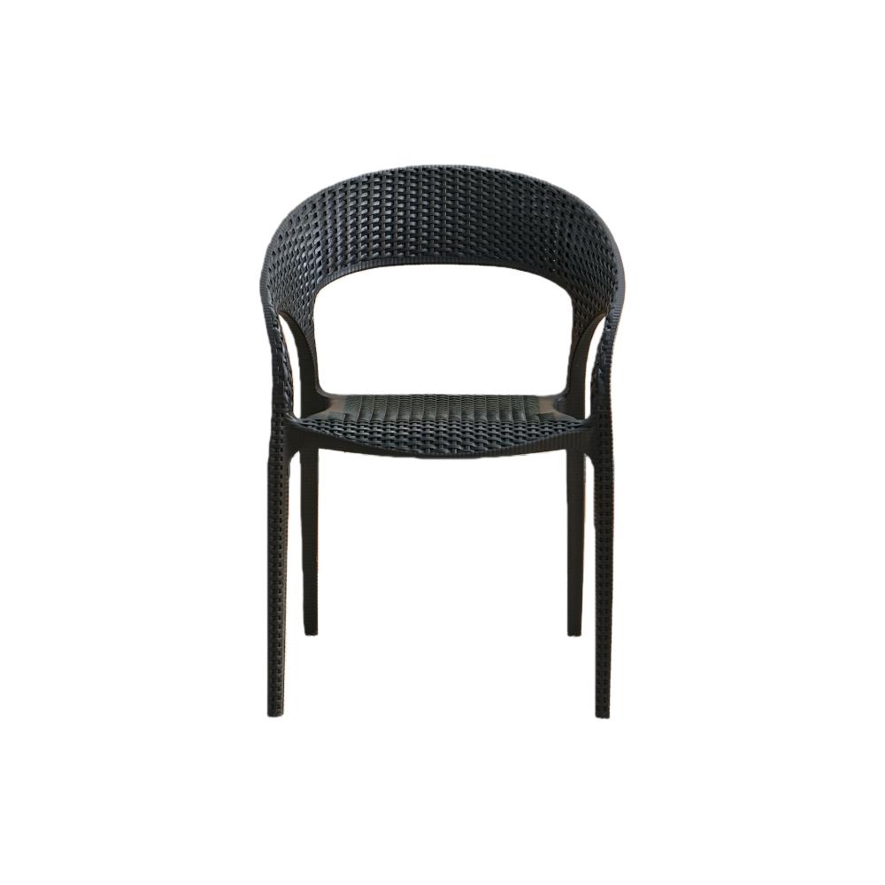 Set de 6 Sillas Axel, Negro, con Espaldar, Reposa Brazos y con Textura Trenzada