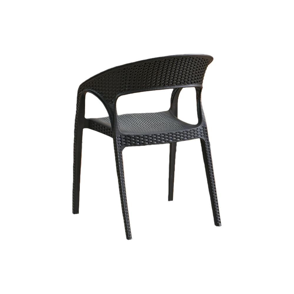 Set de 2 Sillas Axel, Negro, con Espaldar, Reposa Brazos y con Textura Trenzada
