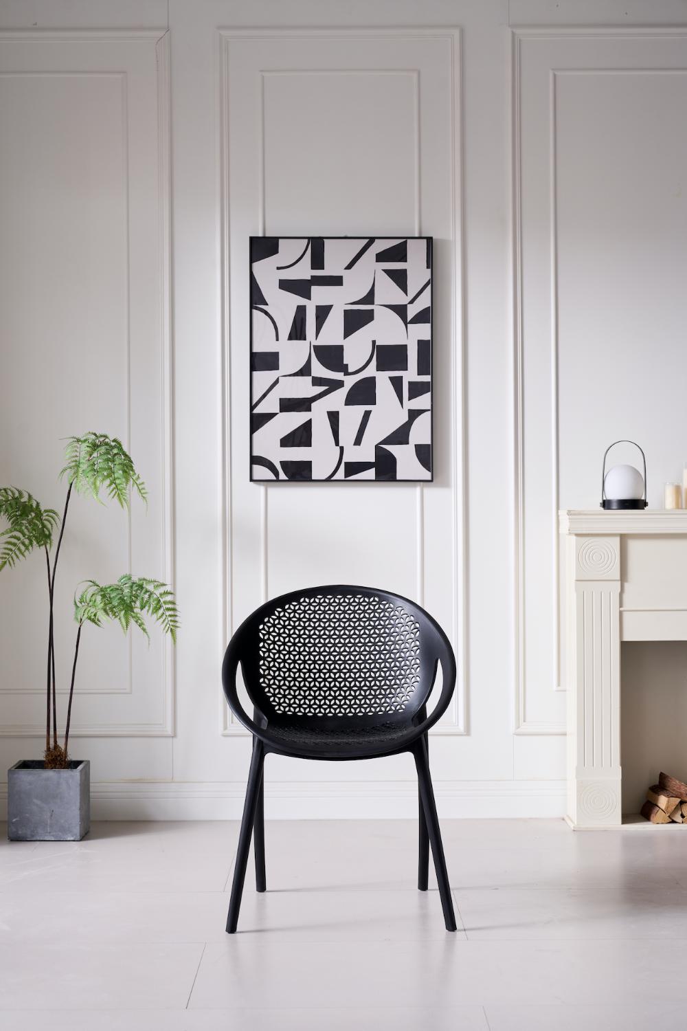 Silla Selva con Brazos, Color Negro, con Espaldar, vista lateral