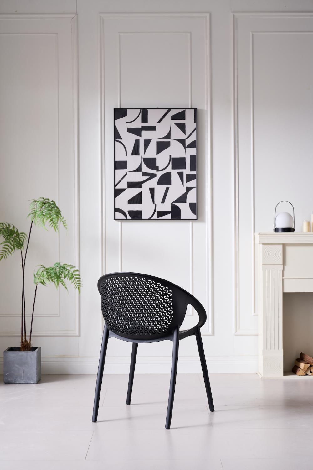 Silla Selva con Brazos, Color Negro, con Espaldar, vista posterior
