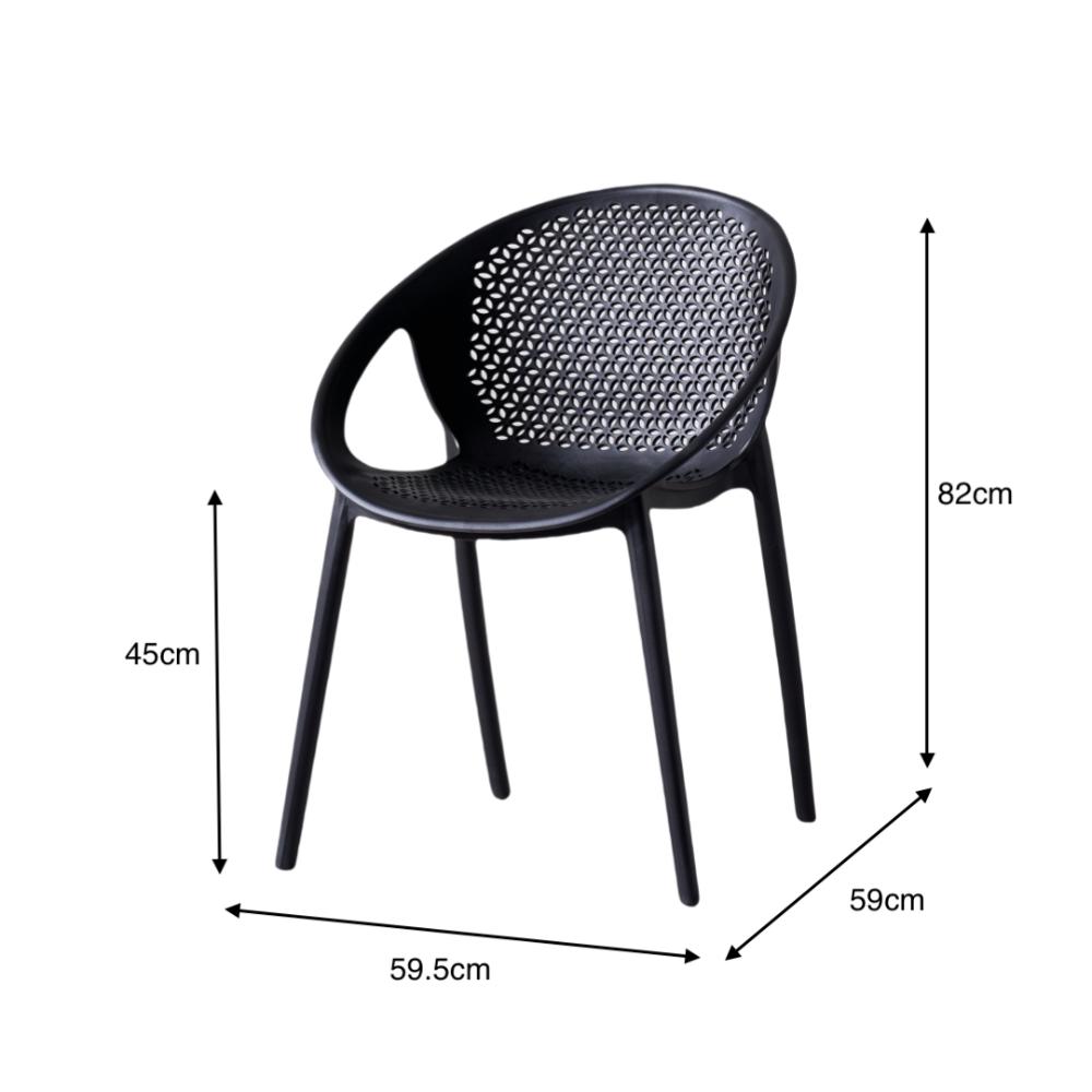 Silla Selva con Brazos, Color Negro, con Espaldar, detalle de patas