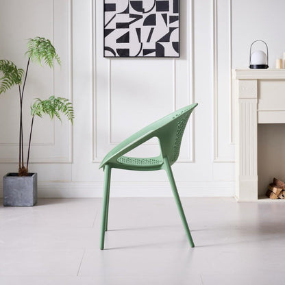 Silla Selva con Brazos, Color Verde Olivo, con Espaldar, vista lateral
