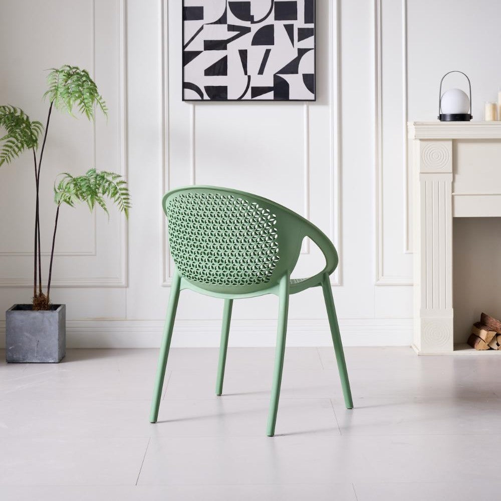 Silla Selva con Brazos, Color Verde Olivo, con Espaldar, vista posterior