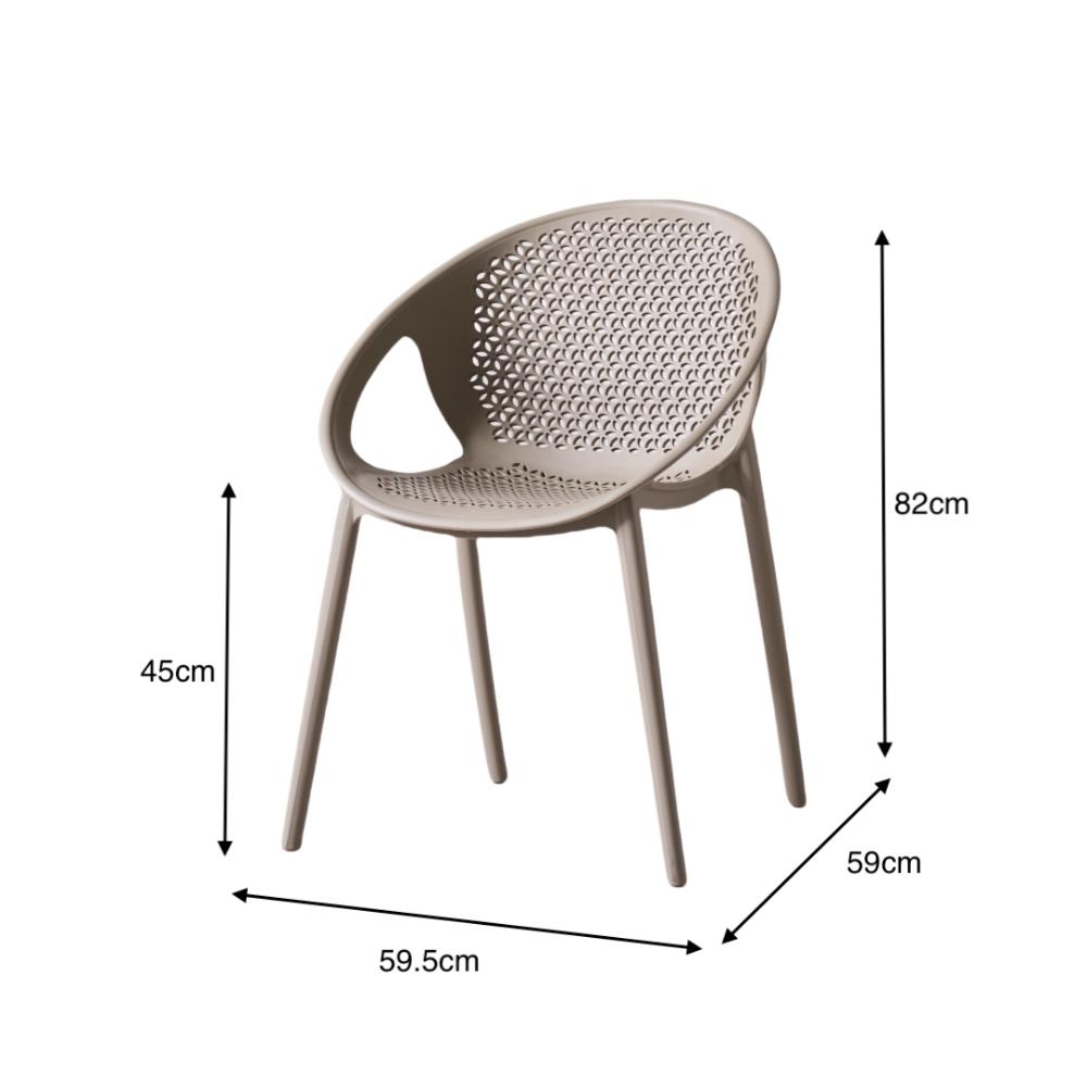 Silla Selva con Brazos, Color Taupe, con Espaldar, detalle de patas