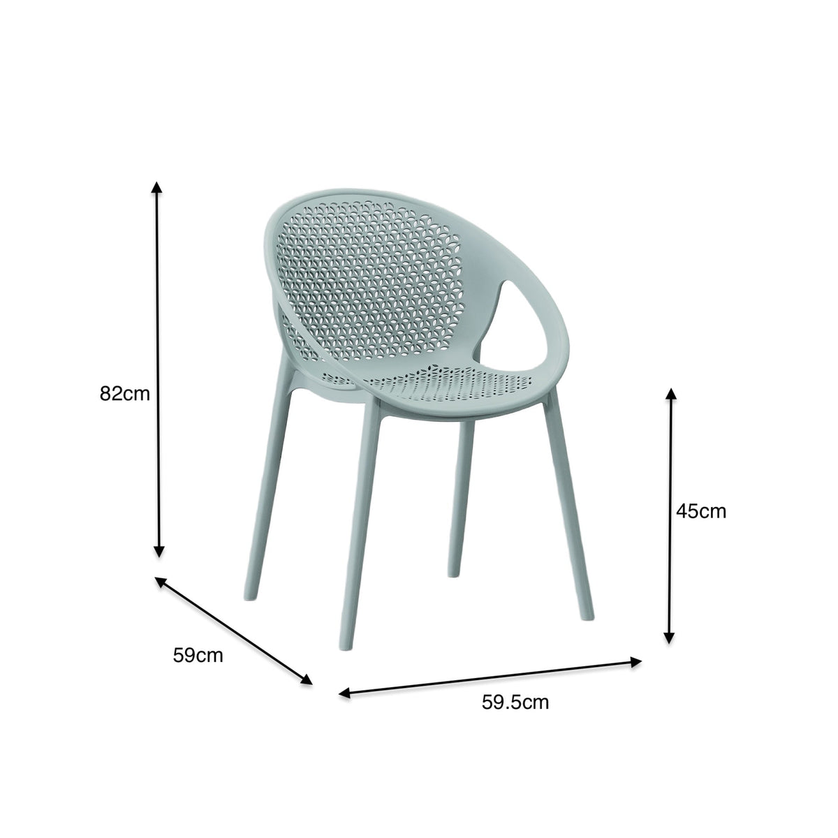 Silla Selva con Brazos, Color Azul Claro, con Espaldar