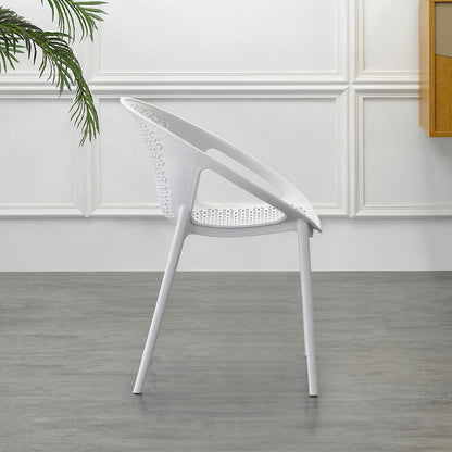 Set de 4 Sillas Selva con Brazos, Color Blanco, con Espaldar