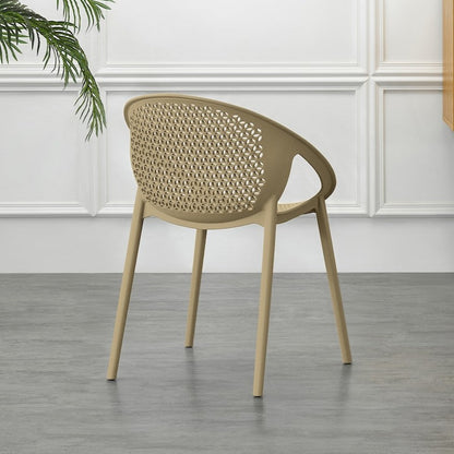 Set de 4 Sillas Selva con Brazos, Color Khaki, con Espaldar
