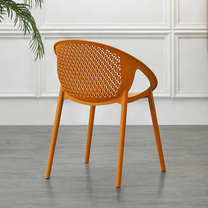 Set de 4 Sillas Selva con Brazos, Color Naranja, con Espaldar