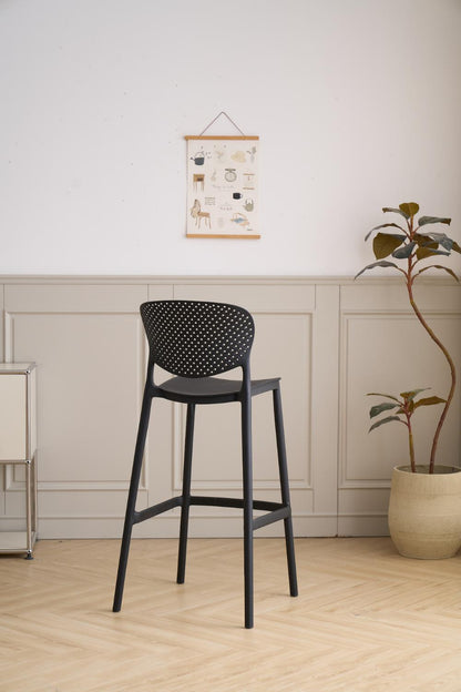 Silla para Bar Río, Color Negro, Diseño Moderno, detalle
