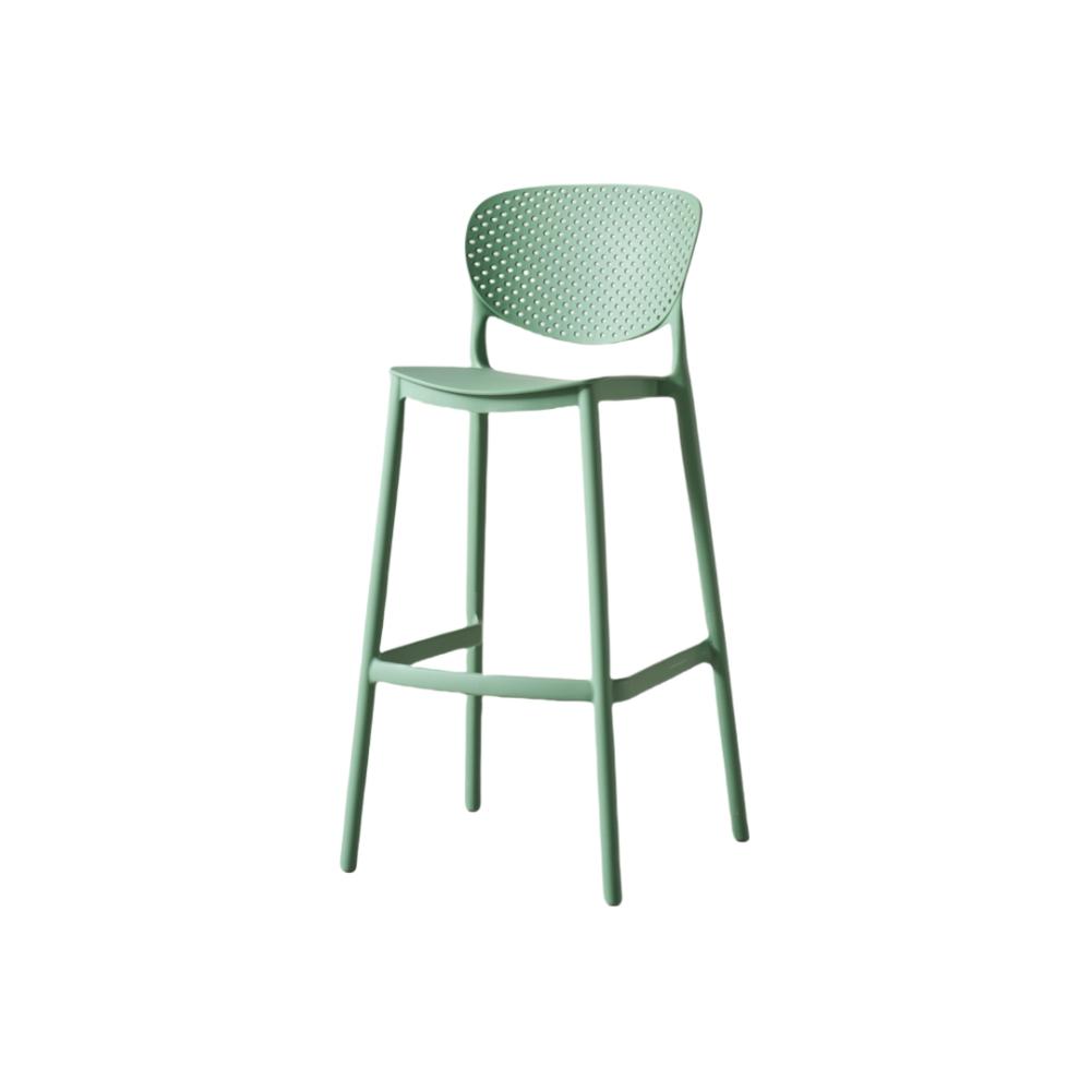 Silla para Bar Río, Color Verde Olivo, Diseño Moderno, abierto