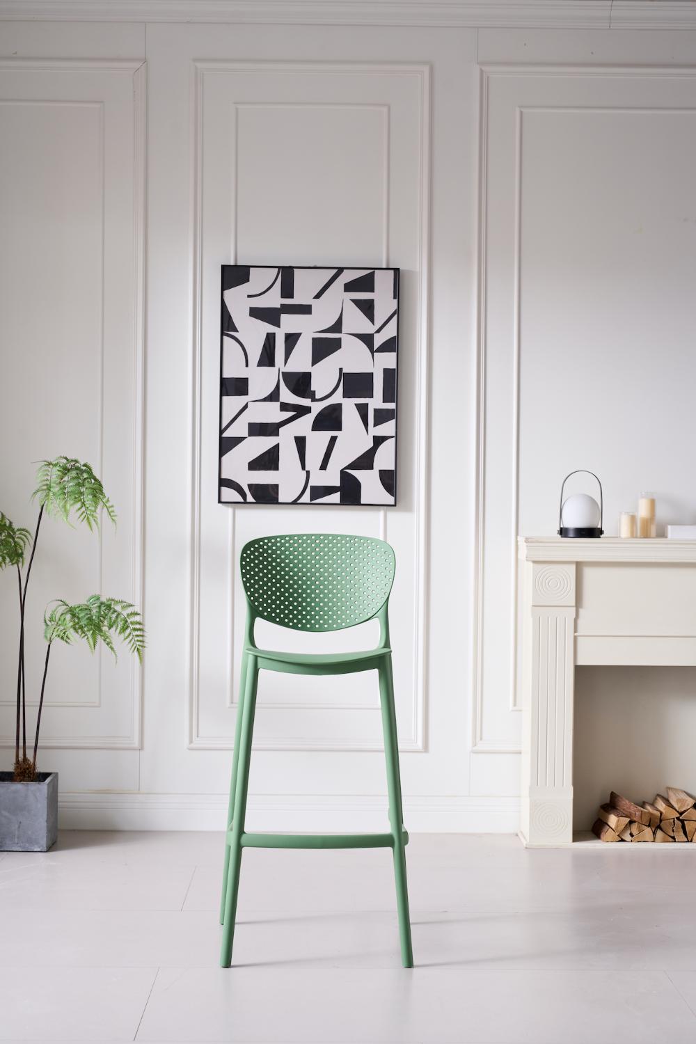 Silla para Bar Río, Color Verde Olivo, Diseño Moderno, detalle