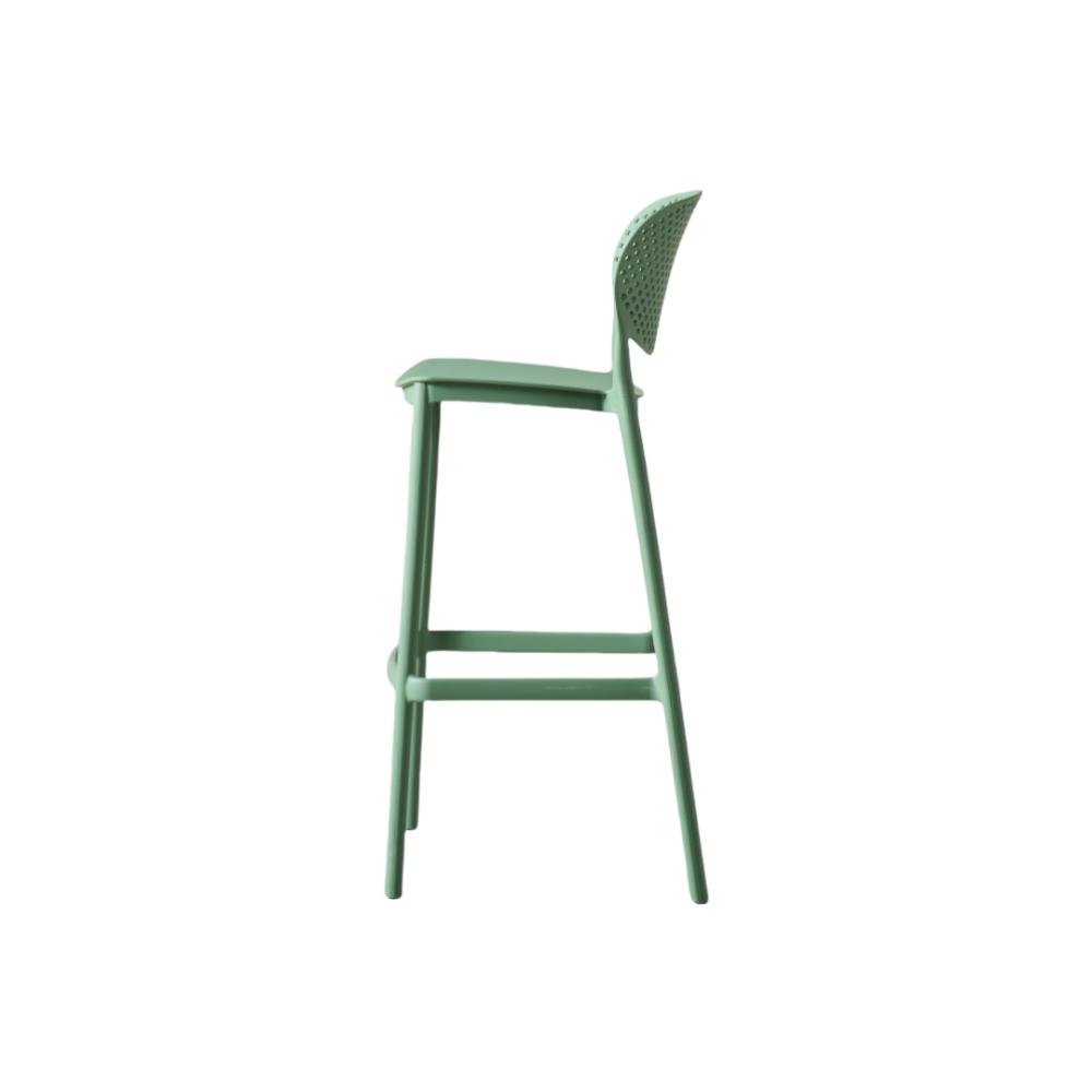 Silla para Bar Río, Color Verde Olivo, Diseño Moderno, vista en perspectiva