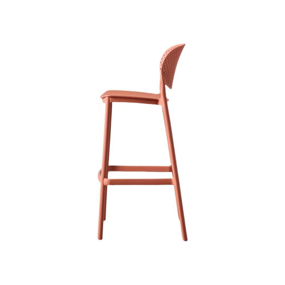 Silla para bar Río color terracota en polipropileno, asiento a 76 cm - vista frontal