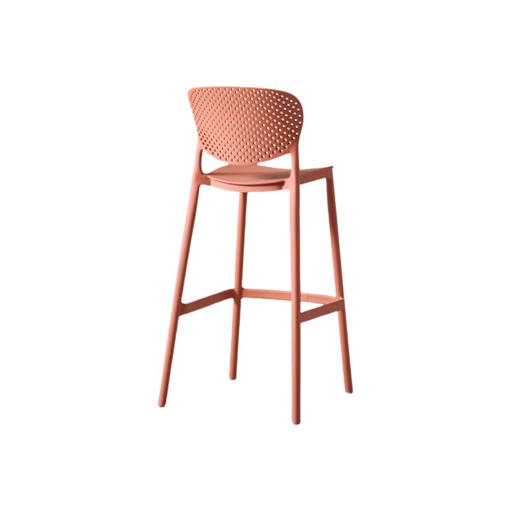 Silla para bar Río color terracota en polipropileno, asiento a 76 cm - vista lateral