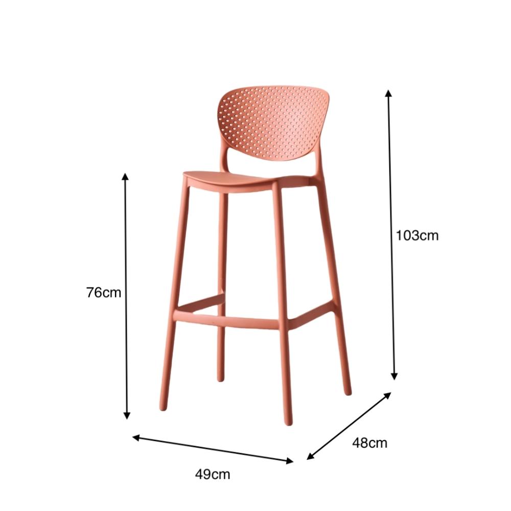 Silla para bar Río color terracota en polipropileno, asiento a 76 cm - en ambiente