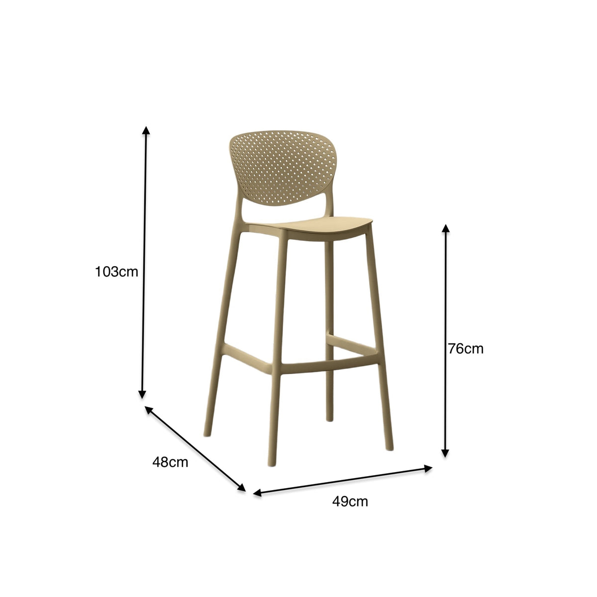 Silla para Bar Río, Color Khaki, Diseño Moderno