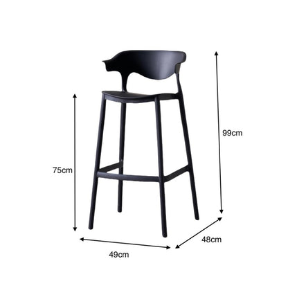 Set de 4 Sillas para Bar Elena, Color Negro, Diseño Moderno, vista lateral