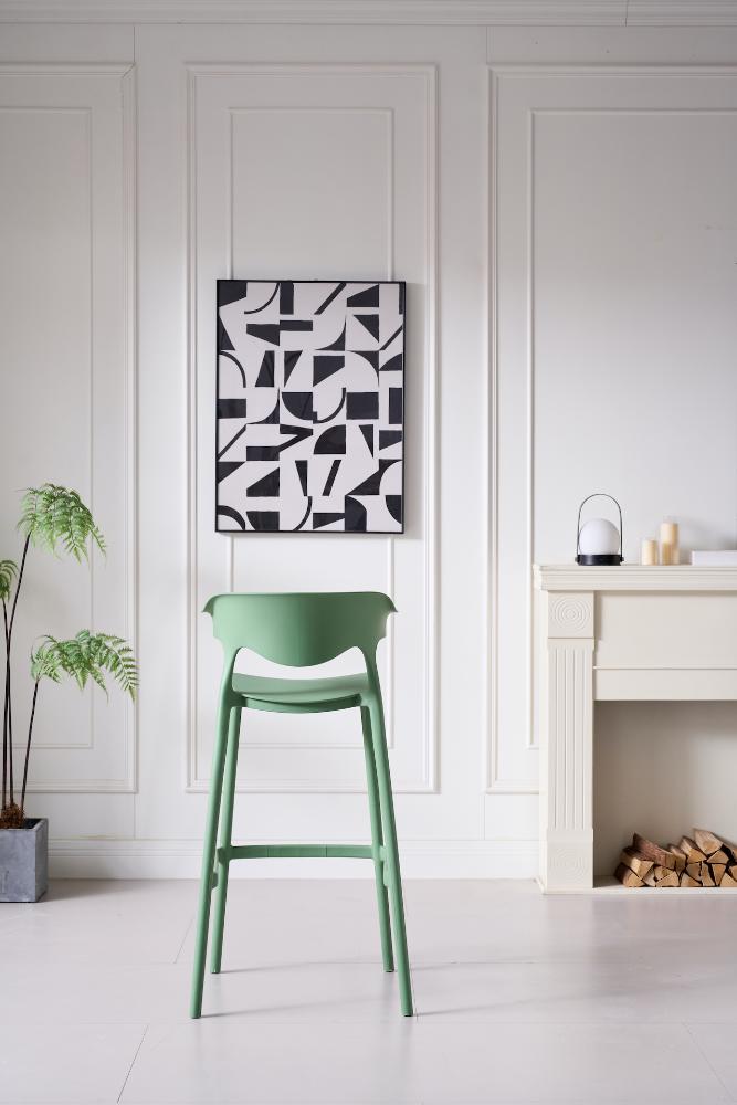 Silla para bar Elena verde oliva en polipropileno 99 cm - en ambiente