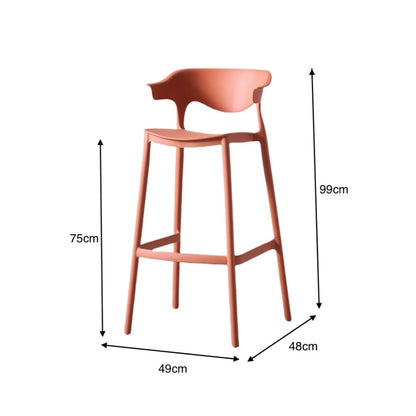 Silla para Bar Elena, Color Terracota, Diseño Moderno, detalle de patas