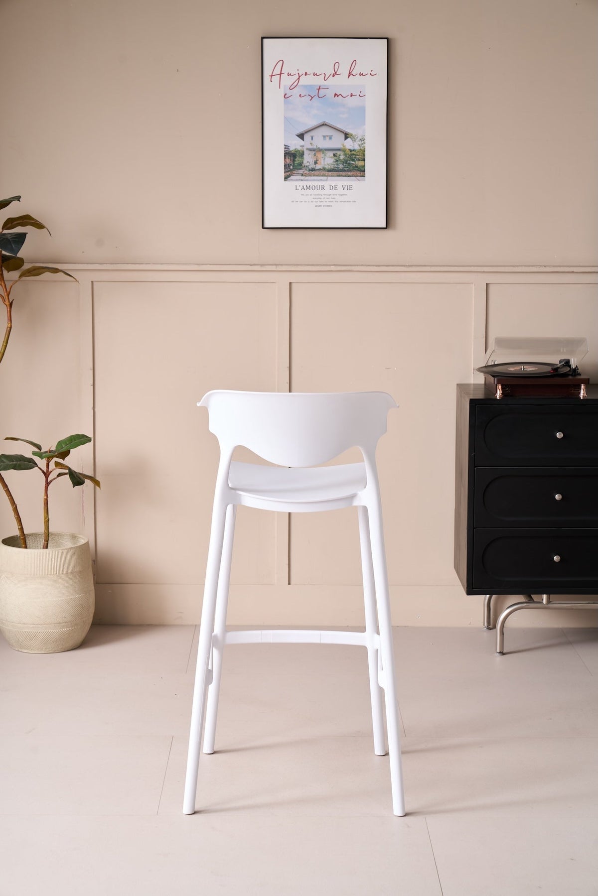 Silla para Bar Elena, Color Blanco, Diseño Moderno
