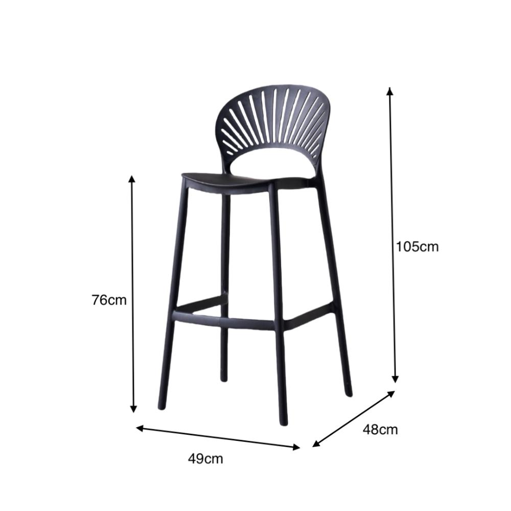 Silla para Bar Paraíso, Color Negro, Diseño Moderno, detalle de patas
