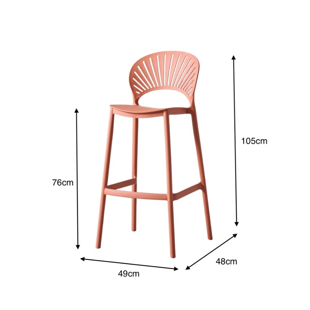 Silla para Bar Paraíso, Color Terracota, Diseño Moderno, detalle de patas