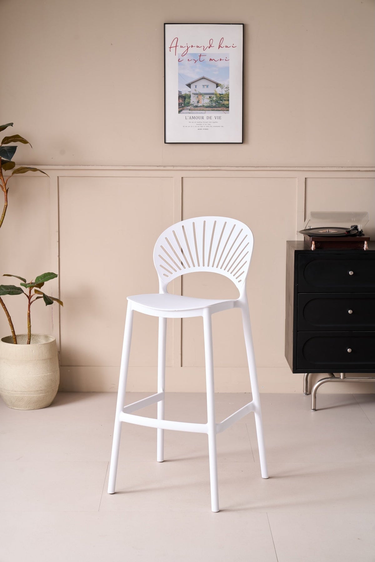 Silla para Bar Paraíso, Color Blanco, Diseño Moderno