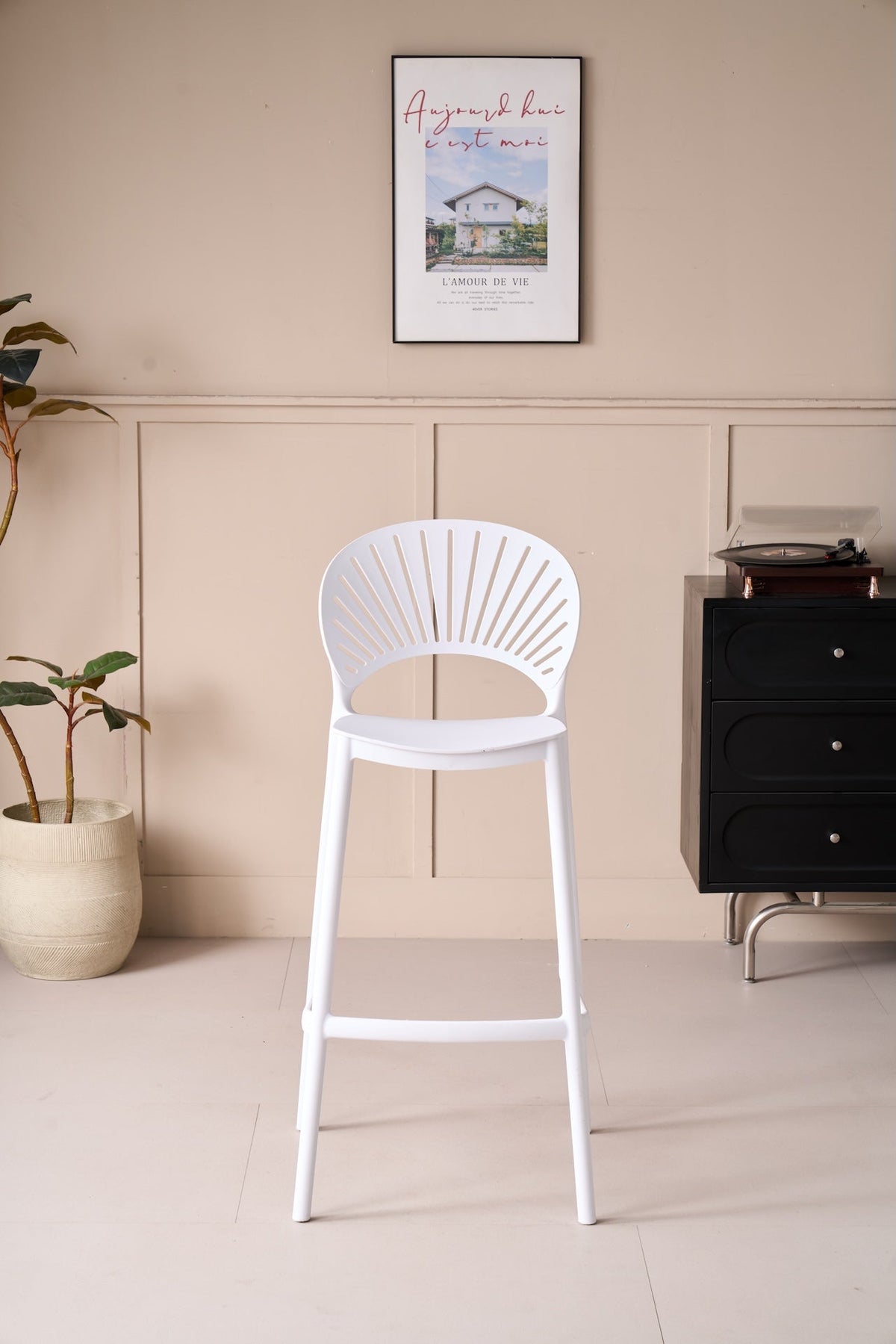 Silla para Bar Paraíso, Color Blanco, Diseño Moderno