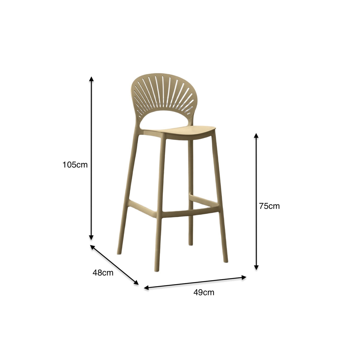 Set de 4 Sillas para Bar Paraíso, Color Khaki, Diseño Moderno
