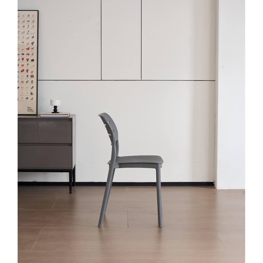 Set de 4 Sillas Harriman, Gris Oscuro, con Medio Espaldar y Diseño Minimalista