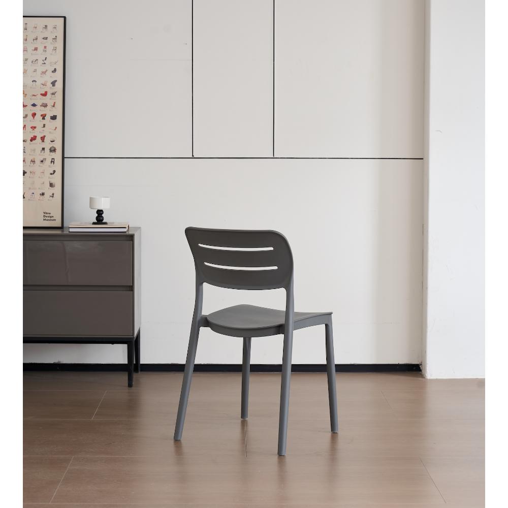 Set de 4 Sillas Harriman, Gris Oscuro, con Medio Espaldar y Diseño Minimalista