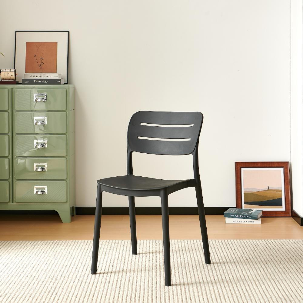 Set de 2 Sillas Harriman, Negro, con Medio Espaldar y Diseño Minimalista