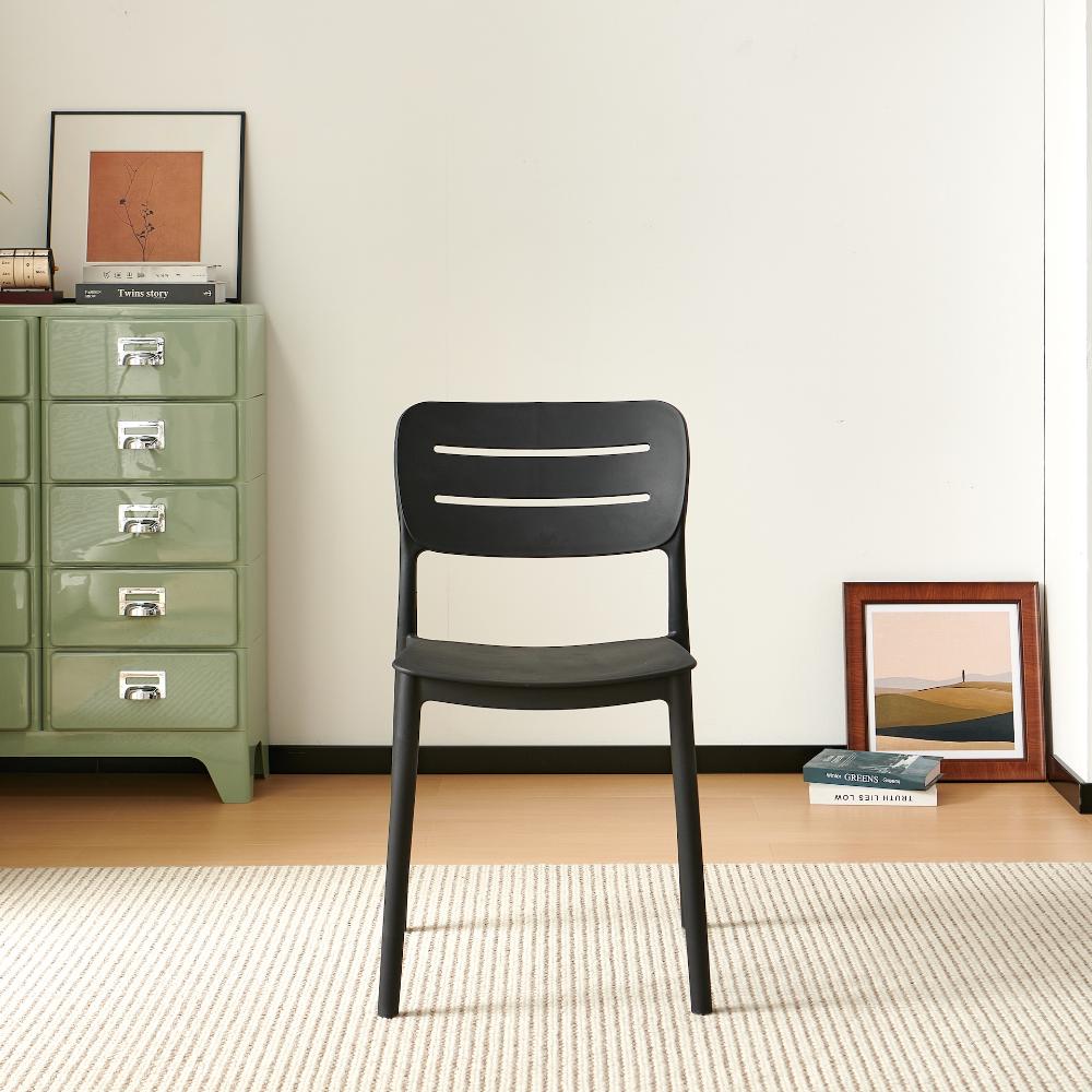 Set de 2 Sillas Harriman, Negro, con Medio Espaldar y Diseño Minimalista