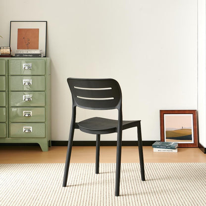 Set de 4 Sillas Harriman, Negro, con Medio Espaldar y Diseño Minimalista