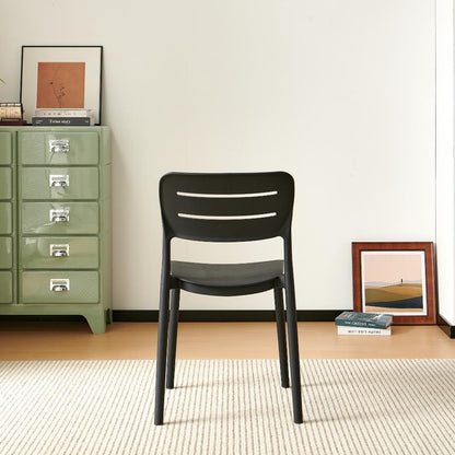 Set de 4 Sillas Harriman, Negro, con Medio Espaldar y Diseño Minimalista