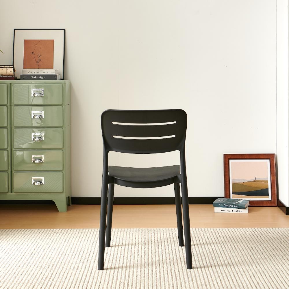 Set de 6 Sillas Harriman, Negro, con Medio Espaldar y Diseño Minimalista