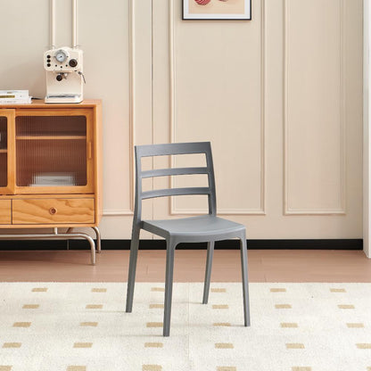 Set de 6 Sillas New York, Gris Oscuro, con Espaldar en Líneas y Diseño Minimalista