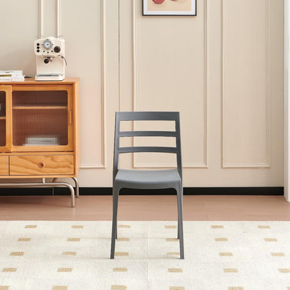Set de 4 Sillas New York, Gris Oscuro, con Espaldar en Líneas y Diseño Minimalista
