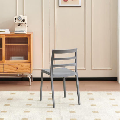 Set de 6 Sillas New York, Gris Oscuro, con Espaldar en Líneas y Diseño Minimalista