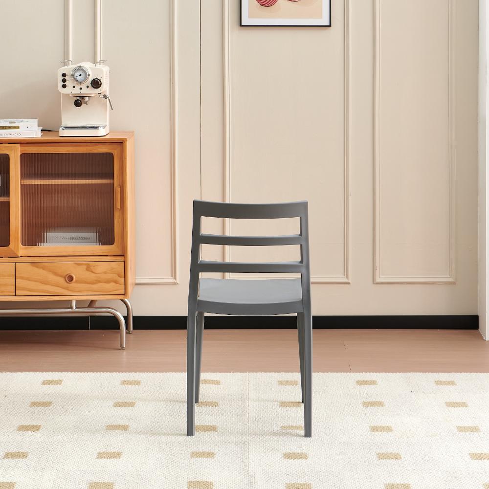 Set de 4 Sillas New York, Gris Oscuro, con Espaldar en Líneas y Diseño Minimalista