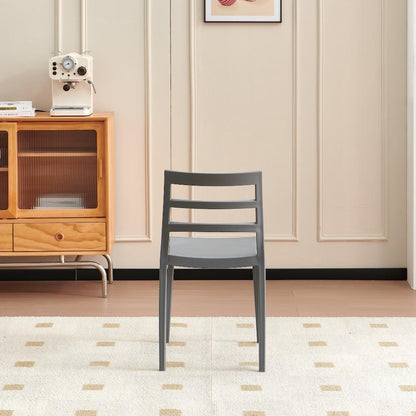 Set de 4 Sillas New York, Gris Oscuro, con Espaldar en Líneas y Diseño Minimalista